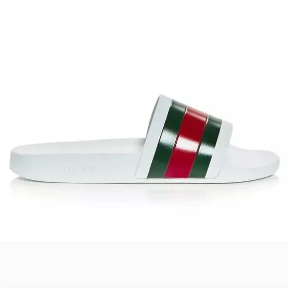 NWT$400 GUCCI Signature Pursuit 72 Stripe Slip-on Slide Sandals Sz 10G (10.5-11) - Picture 5 of 16